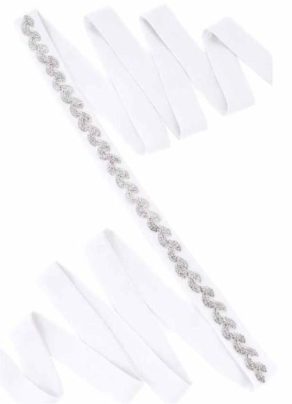 Chiffon Sash with Laurel Leaf Beading Chiffon Sash with Laurel Leaf Beading