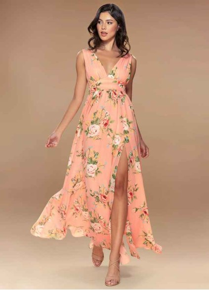 Blush Mark Versailles Blush Floral Print Floral Print Chiffon Maxi Dress Blush Mark Versailles Blush Floral Print Floral Print Chiffon Maxi Dress