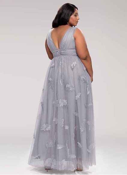 Blush Mark Lost In Paradise Grey Embroidery Tulle Maxi Dress Blush Mark Lost In Paradise Grey Embroidery Tulle Maxi Dress
