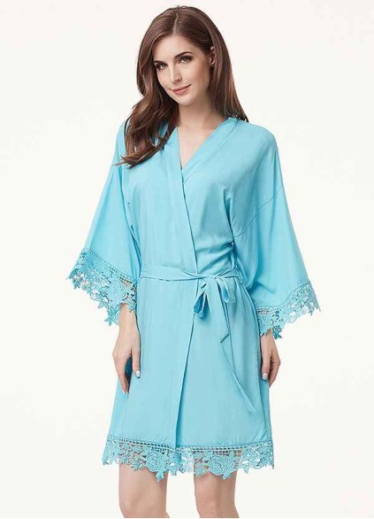 Floral Lace and Cotton Robe Floral Lace and Cotton Robe