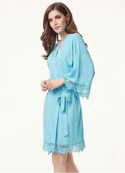 Floral Lace and Cotton Robe Floral Lace and Cotton Robe