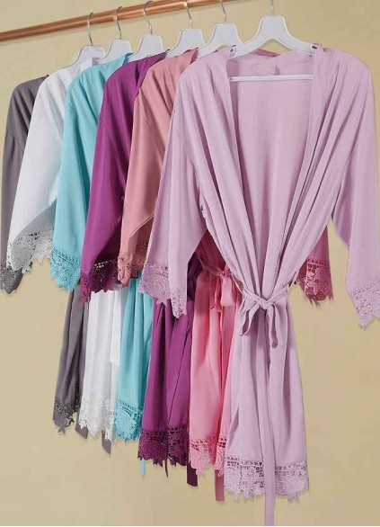 Floral Lace and Cotton Robe Floral Lace and Cotton Robe
