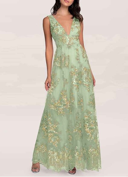 AZ Occasions Romantic Adventure Dusty Sage Embroidery Tulle Maxi Dress AZ Occasions Romantic Adventure Dusty Sage Embroidery Tulle Maxi Dress