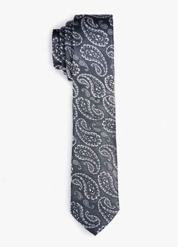 Men's White Paisley Skinny Tie