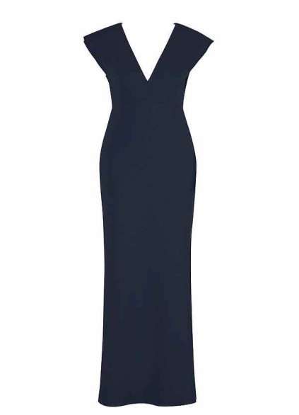 AZ Occasions Maxi Crepe Dress with V Neckline and Cap Sleeves AZ Occasions Maxi Crepe Dress with V Neckline and Cap Sleeves
